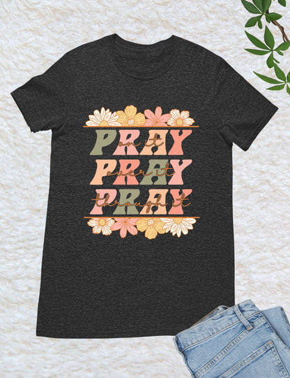 Pray Floral Bible Verse T Shirt