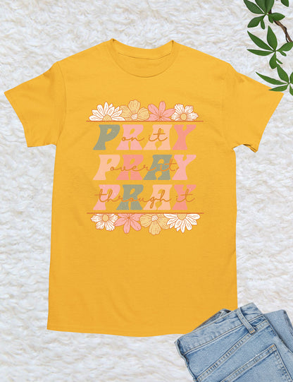 Pray Floral Bible Verse T Shirt