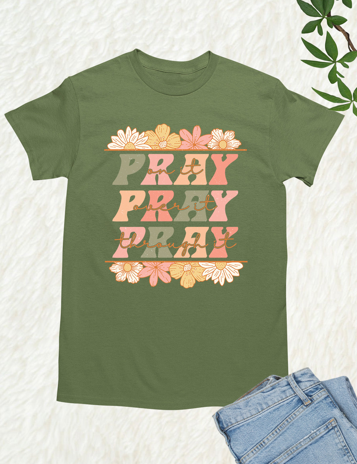 Pray Floral Bible Verse T Shirt
