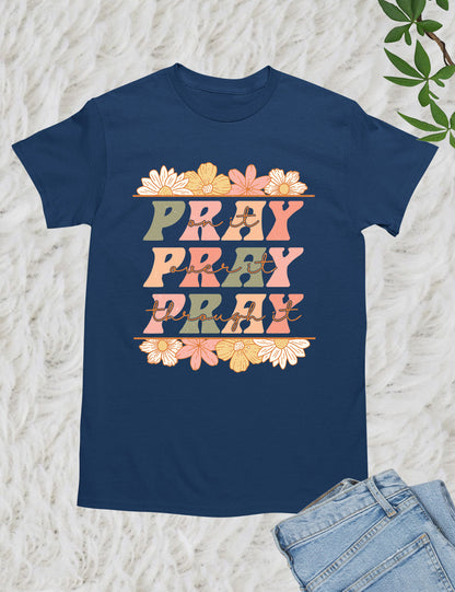 Pray Floral Bible Verse T Shirt