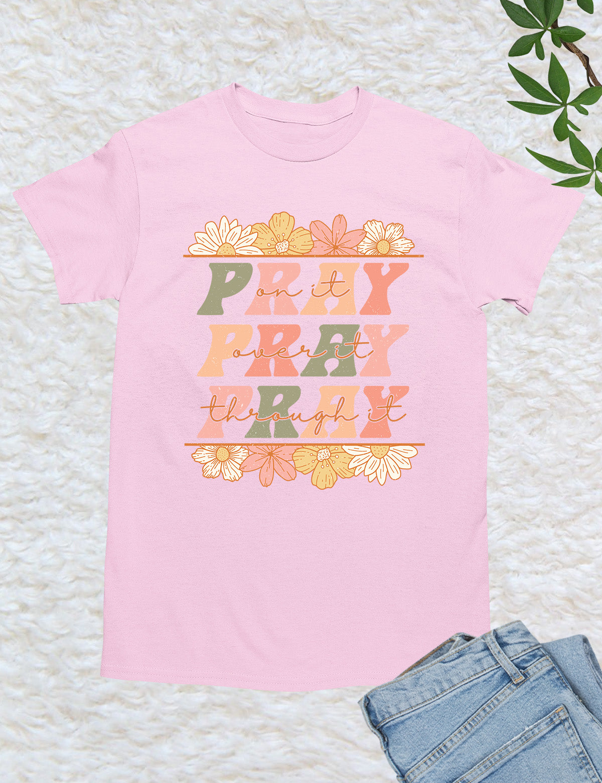 Pray Floral Bible Verse T Shirt