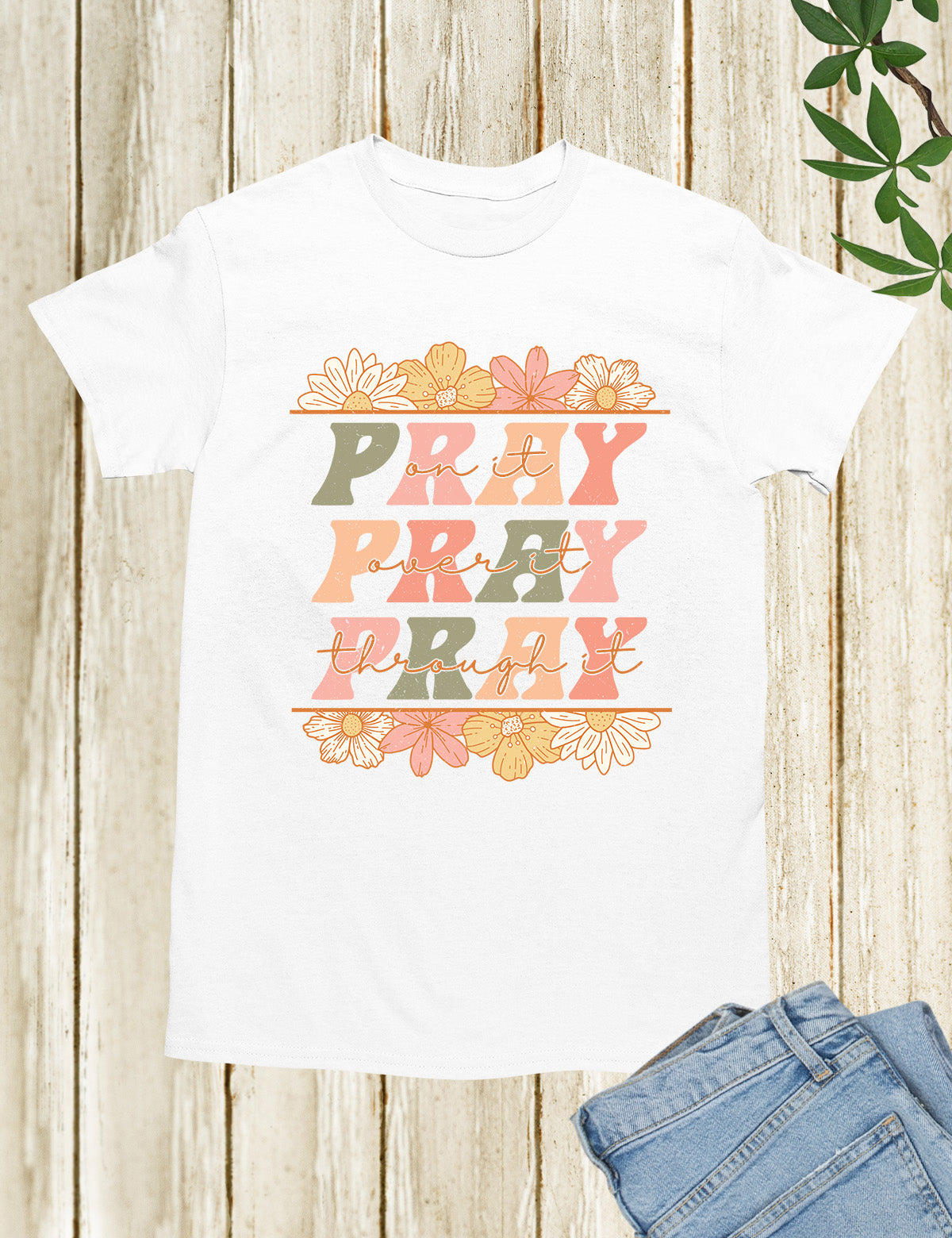 Pray Floral Bible Verse T Shirt