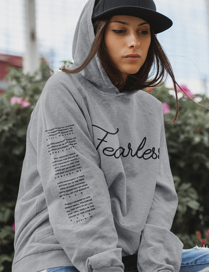 Fearless Bible Verse Trendy Christian Hoodie PSALM 23 With Sleeve Print