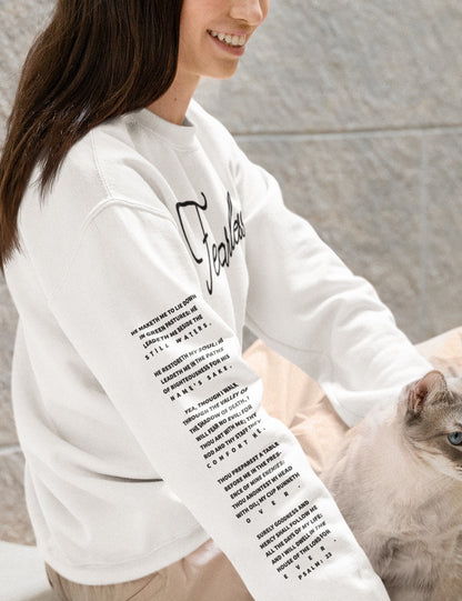 Fearless Trendy Bible Verse Christian Sweatshirt PSALM 23 With Sleeve Print