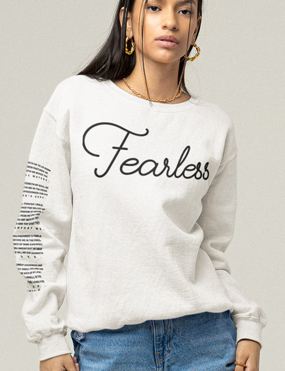 Fearless Trendy Bible Verse Christian Sweatshirt PSALM 23 With Sleeve Print