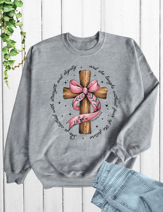 She is Bible Verse Coquette Long Sleeve Christian Shirts