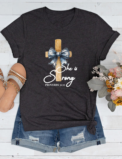She is Strong Proverbs 31:25 Long Sleeve Womens T Shirts