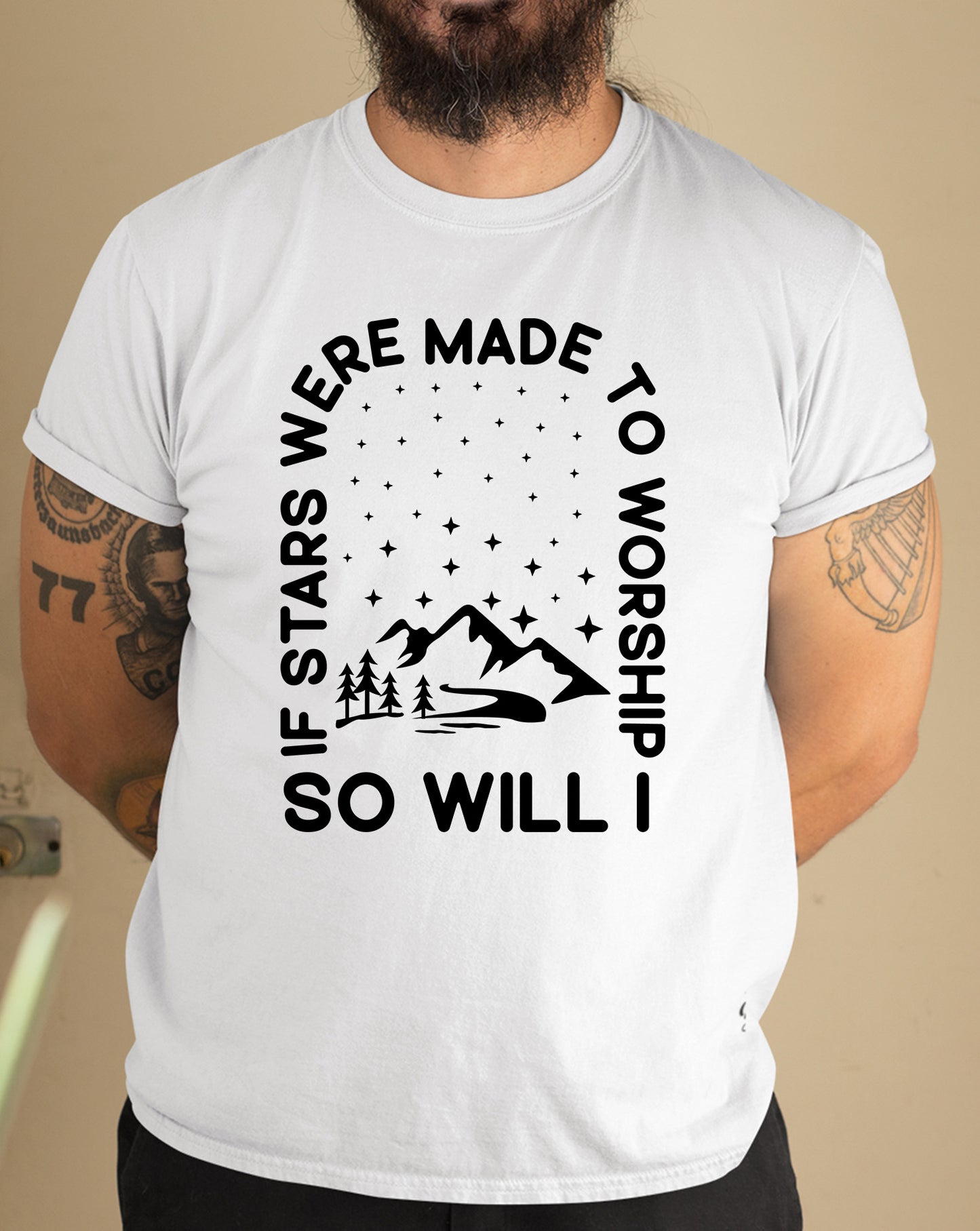 If Stars Were Made to Worship So Will I Retro Christian Tshirt