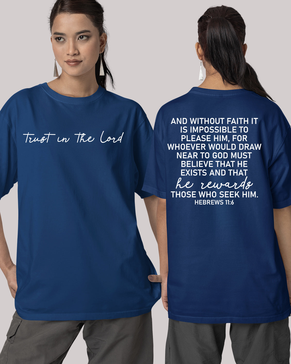 Trust In The Lord Humorous Christian t shirts Front back Print