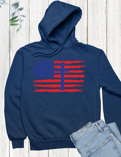 American Flag Faith Cross  Hoodie