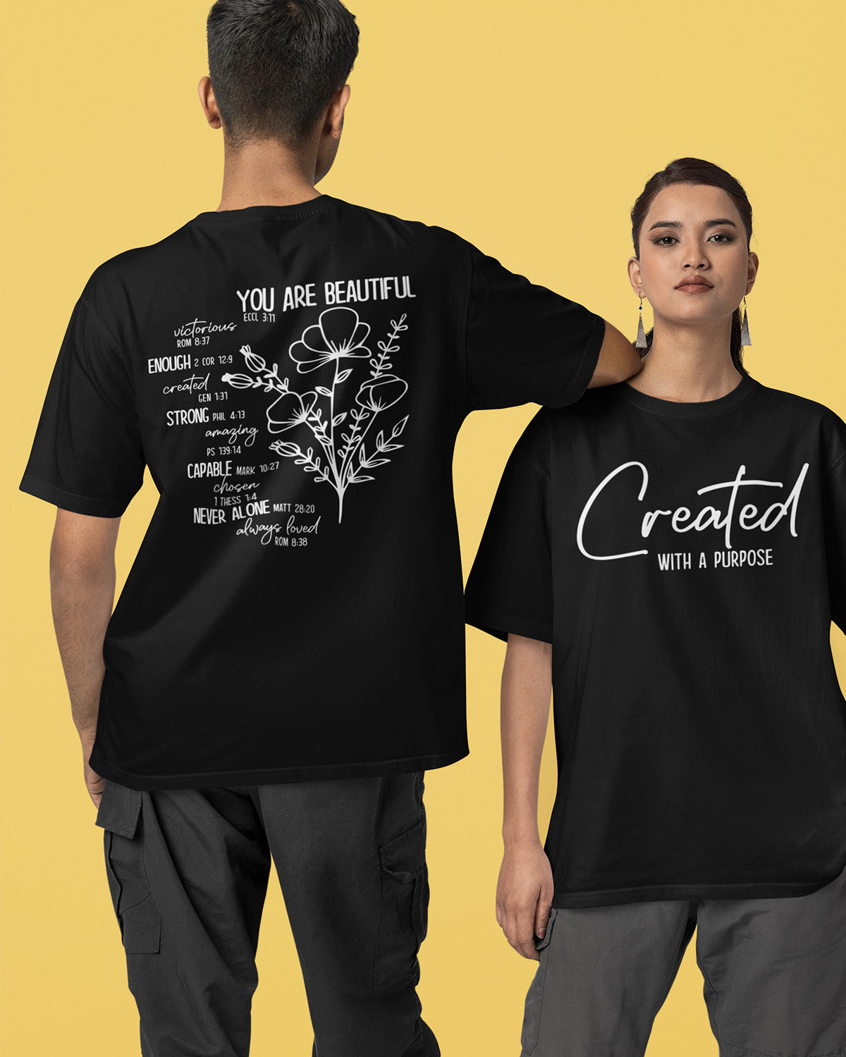 You Are Beautiful Victorious Enough Strong Capable Never Alone Always Loved Front Created With A Purpose Christian T Shirts
