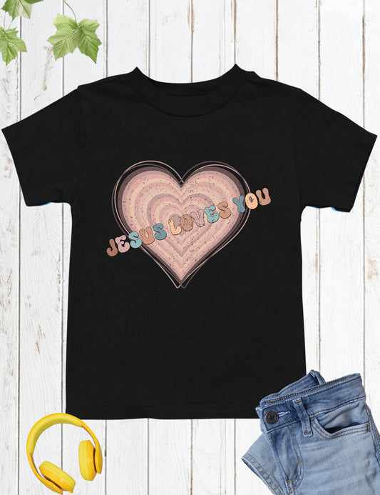 Jesus Loves You Heart Kids T Shirt