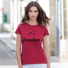 Women Christian T Shirt Freedom Holy Gospel Red Tee