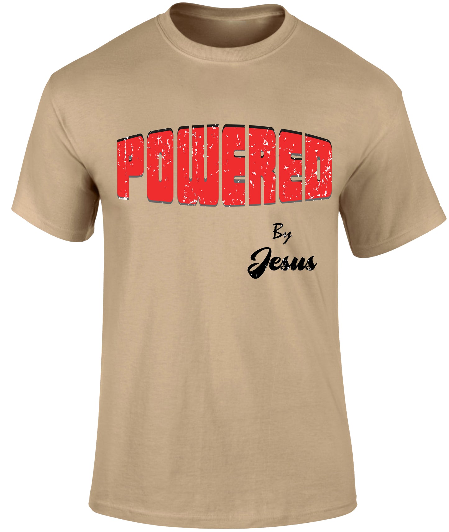 Powered By Jesus Slogan T Shirt