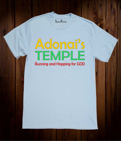 Adonai's Temple Running & Hoping for God Christian Sky Blue T-shirt