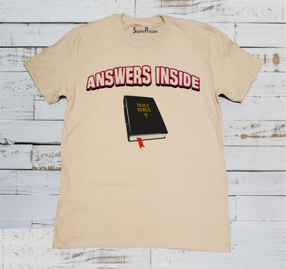 Answers Inside Holy Bible Christian Beige T Shirt