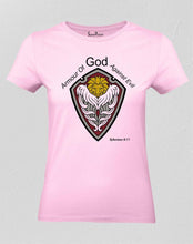 Christian Women T Shirt Armour Of God Against Evil pink tee