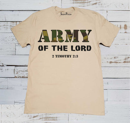 Army of The Lord Scripture Christian Beige T Shirt