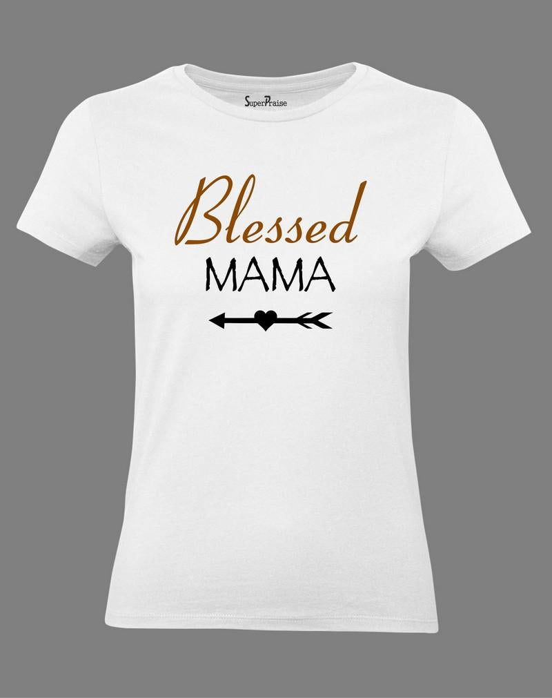 Christian Women T Shirt Blessed Mama Jesus White tee