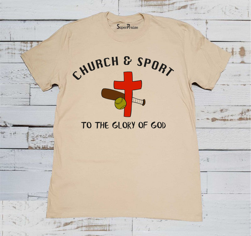 Church the Glory of God Christian Beige T Shirt