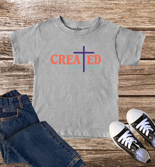 Created With a Purpose Faith Easter Spring Retro Christian Kids Tshirt