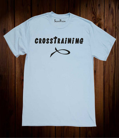 Cross Training Fish Sign Christian Sky Blue T Shirt
