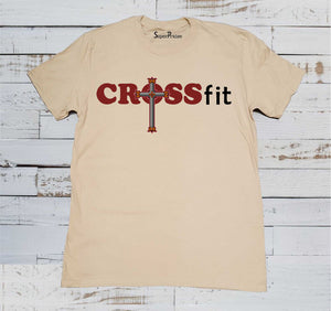 Crossfit Christian Cross Religious Beige T-shirt