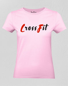 Christian Women T Shirt Jesus Cross fit Gym Pink tee
