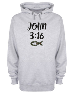 John 3:16 Christian Fish Sign Hoodie Bible Scripture Sweatshirt