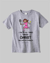 Kids Christian T Shirt Play Tennis Jesus Christ Girl Gift tee