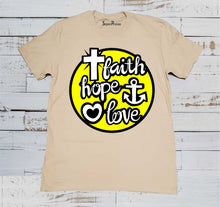 Faith Hope Love Christian Cross Anchor Hearts Christian Beige T-shirt