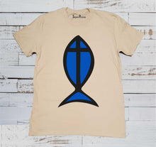 Fish Cross Sign Christian Church Religious Church Easter Christmas Beige T Shirt