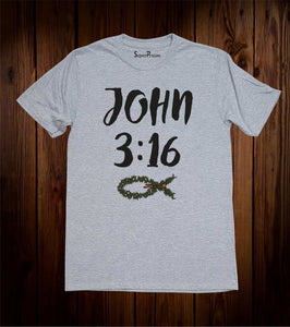 Fish Sign John 3:16 Bible Christian Grey T Shirt