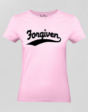 Christian Women T Shirt Forgiven Jesus Slogan Pink tee