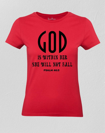 Christian Women T Shirt God Is Within Her Red tee