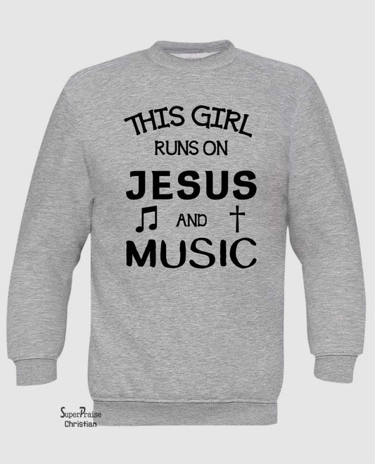Girls Jesus & Music Long Sleeve T Shirt Sweatshirt Hoodie
