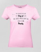 Christian Women T Shirt Heavens Declare Pink tee