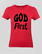 Christian Women T Shirt God First Slogan Red tee