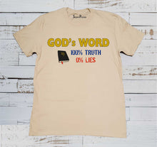 God's Word 100% Truth 0% Lies Holy Bible Jesus Christ Christian Beige T Shirt