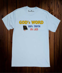 God's Word 100% Truth 0% Lies Holy Bible Jesus Christ Christian Sky Blue T Shirt