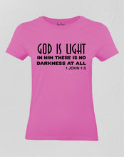Women Christian T Shirt God Is Light In Him Cerise Tee