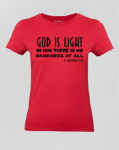Women Christian T Shirt God Is Light In Him Red Tee