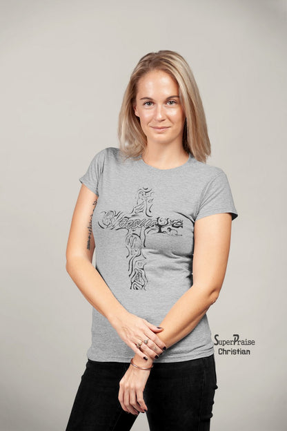 Christian Women T Shirt Cross Graffiti Jesus Ladies Tee