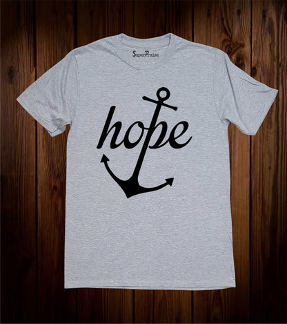 Hope Anchor Religious Bible Christian Grey T-shirt