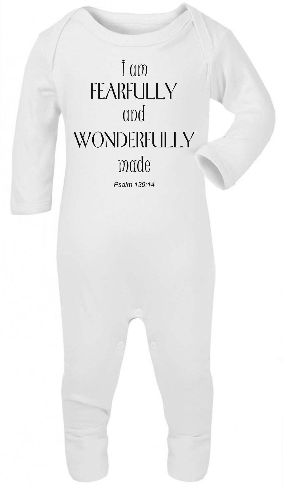 I'm Fearfully And Wonderfully Made Psalm Christian Baby Sleepsuit