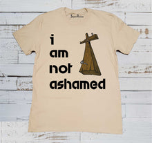 I Am Not Ashamed Cross Christian Beige T-shirt