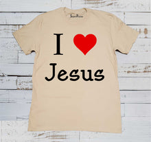I Love Jesus Scripture Christian Beige T-shirt