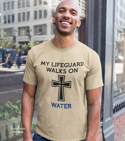 Christian T Shirt Jesus Cross My lifeguard Walks on Water