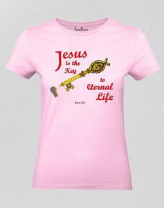 Christian Women T Shirt Jesus Is the Key Pink tee