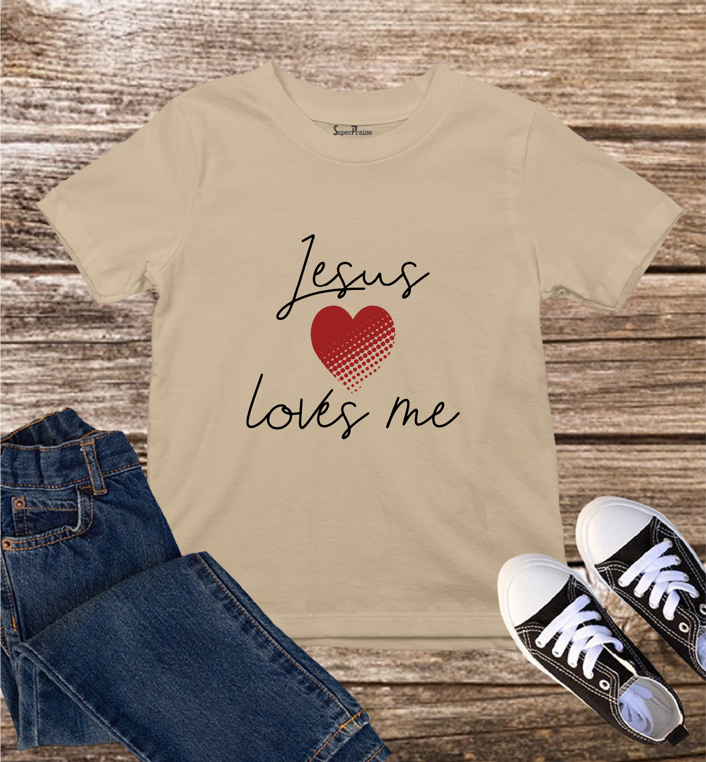 Jesus Loves Me Heart Graphics Kids T Shirt